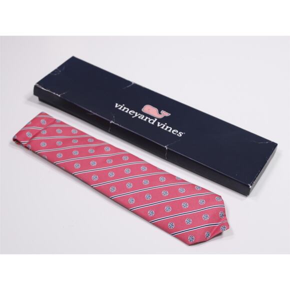 Vineyard Vines x Golf Association of Philadelphia Pink Striped Necktie Tie New